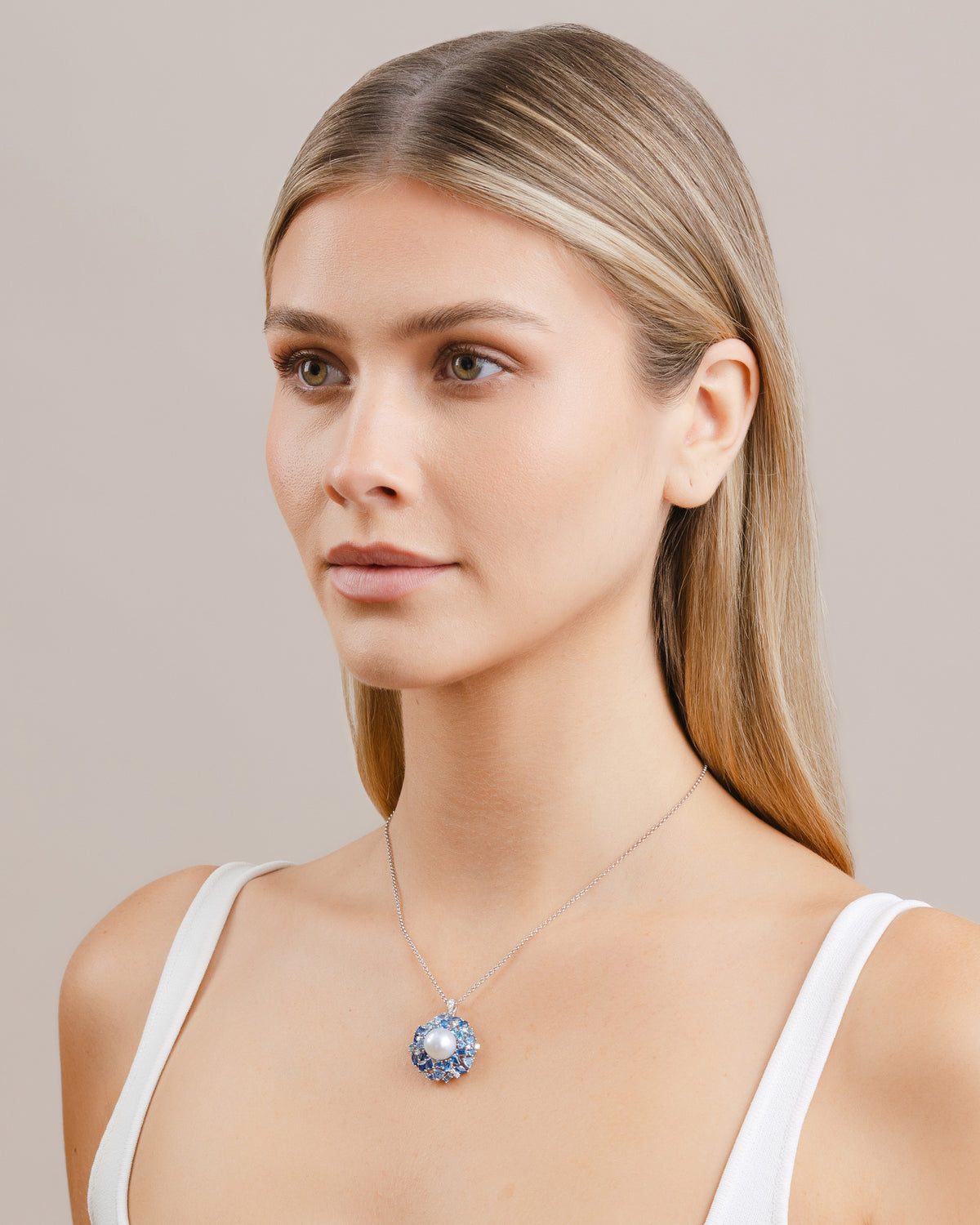 Pearl and Multi-Coloured Gemstones Necklace