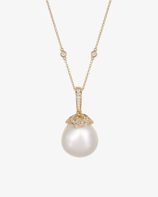 Diamond and Pearl Drop Pendant