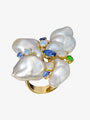 Keshi Pearl, Opal, Sapphire, Diamond and Tsavorite Ring