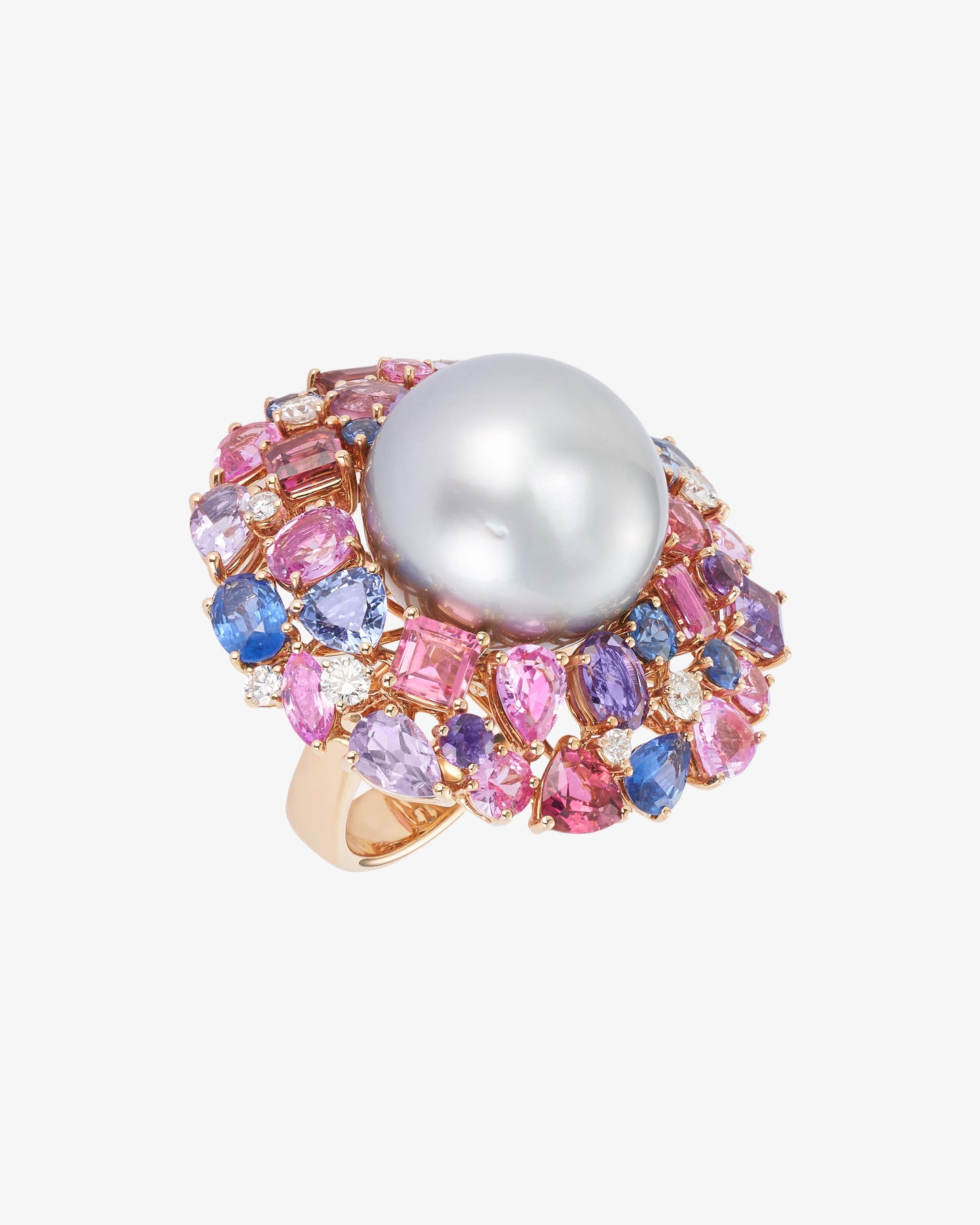 Tahitian Cultured South Sea Pearl and Coloured Stone Ring