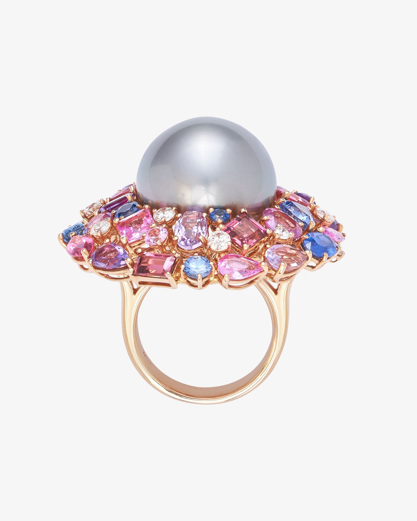 Tahitian Cultured South Sea Pearl and Coloured Stone Ring