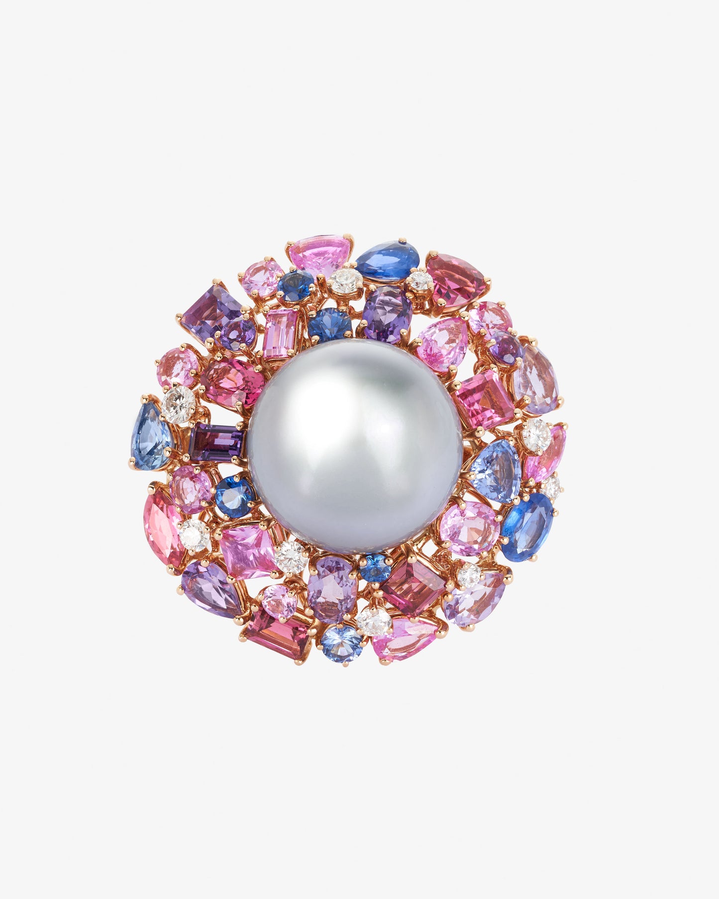 Tahitian Cultured South Sea Pearl and Coloured Stone Ring