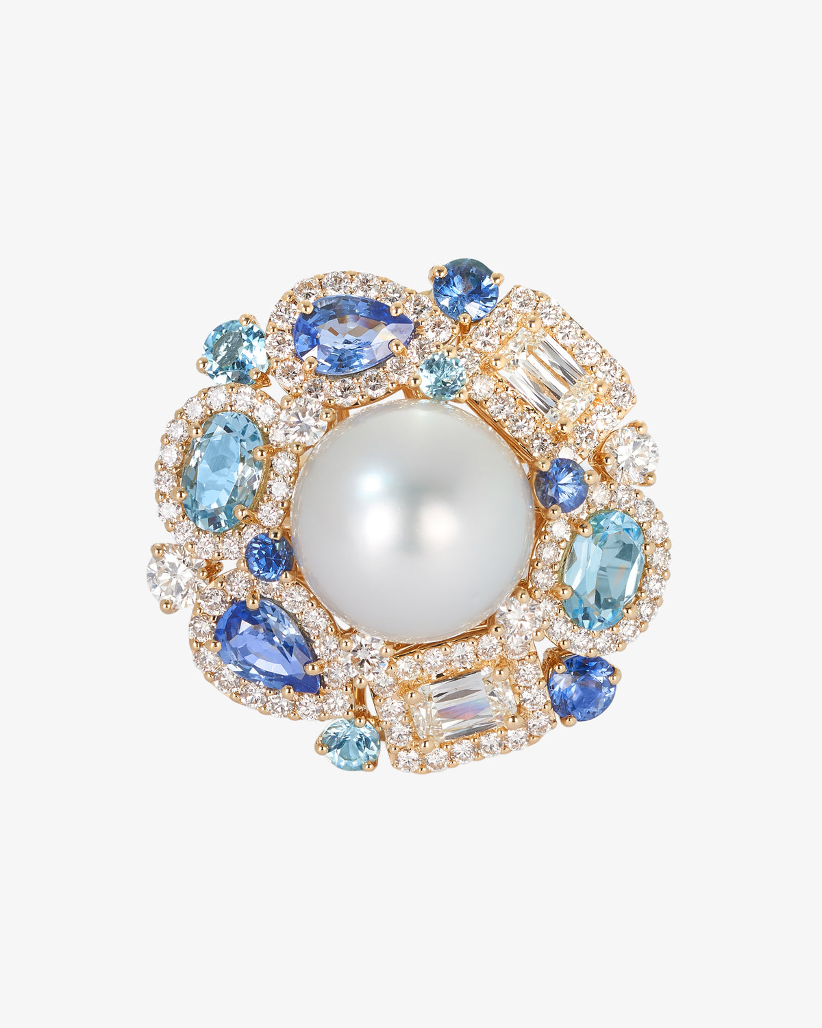 Pearl, Sapphire and ASHOKA® Diamond Ring