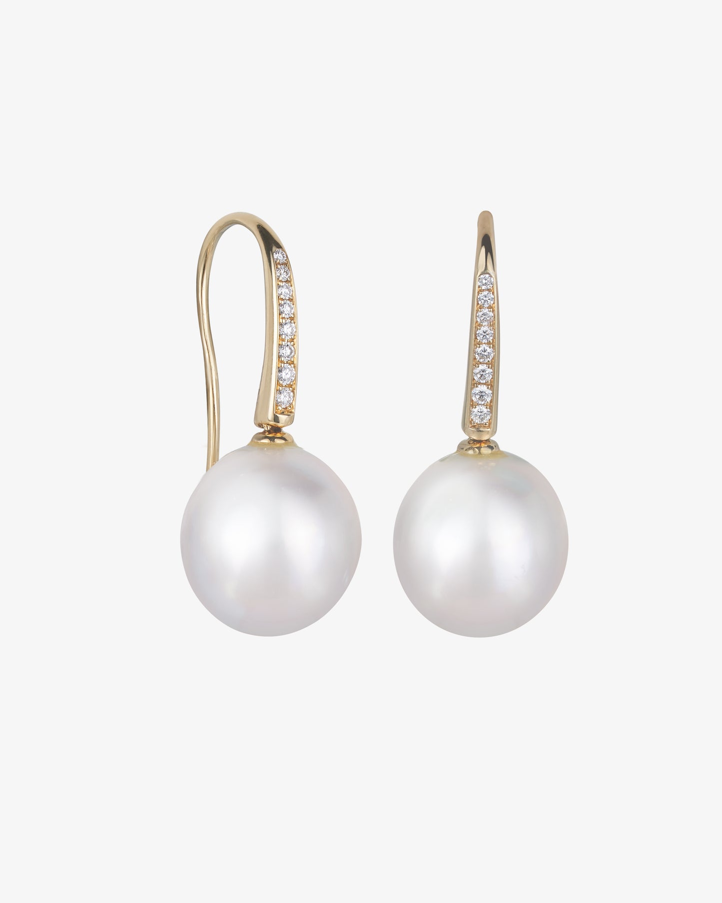 Pearl and Diamond Hook Drop Earrings