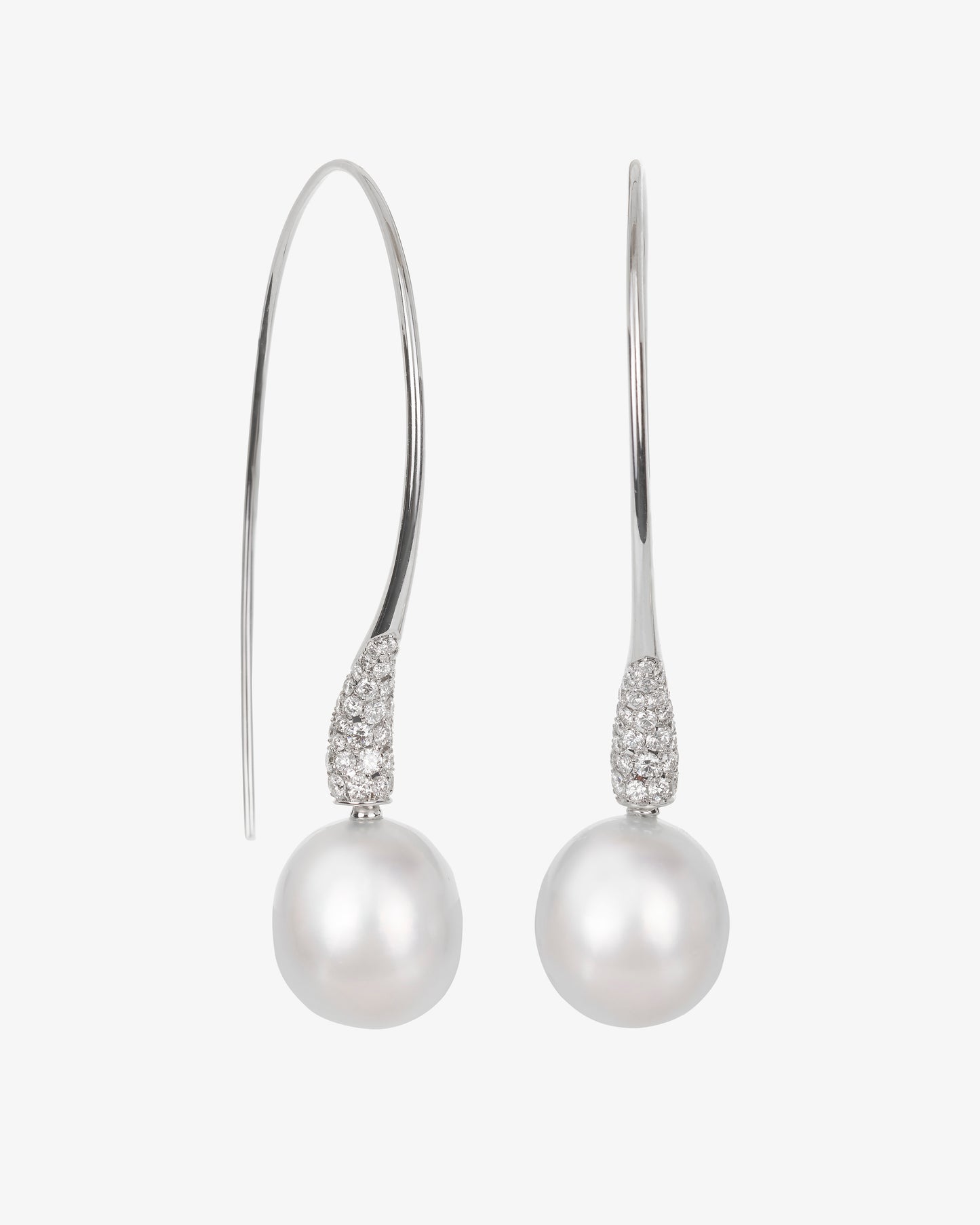 Pearl and Diamond Hook Earrings
