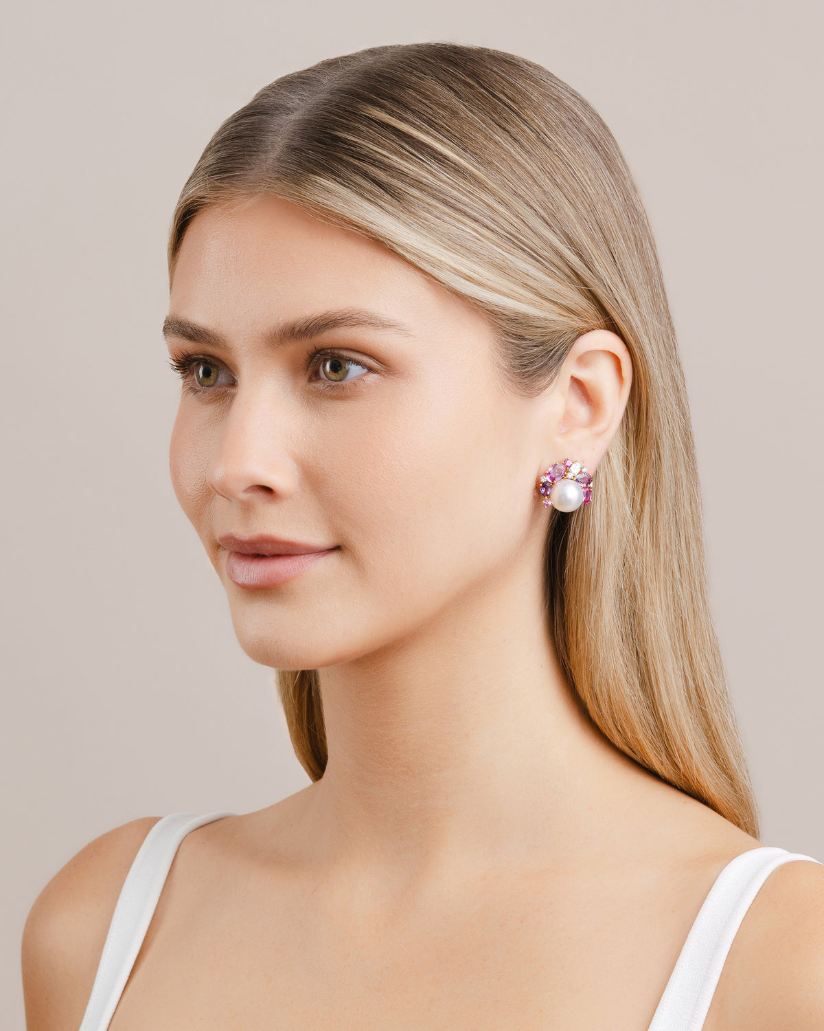 Pearl, Pink Sapphire and ASHOKA® Diamond Earrings