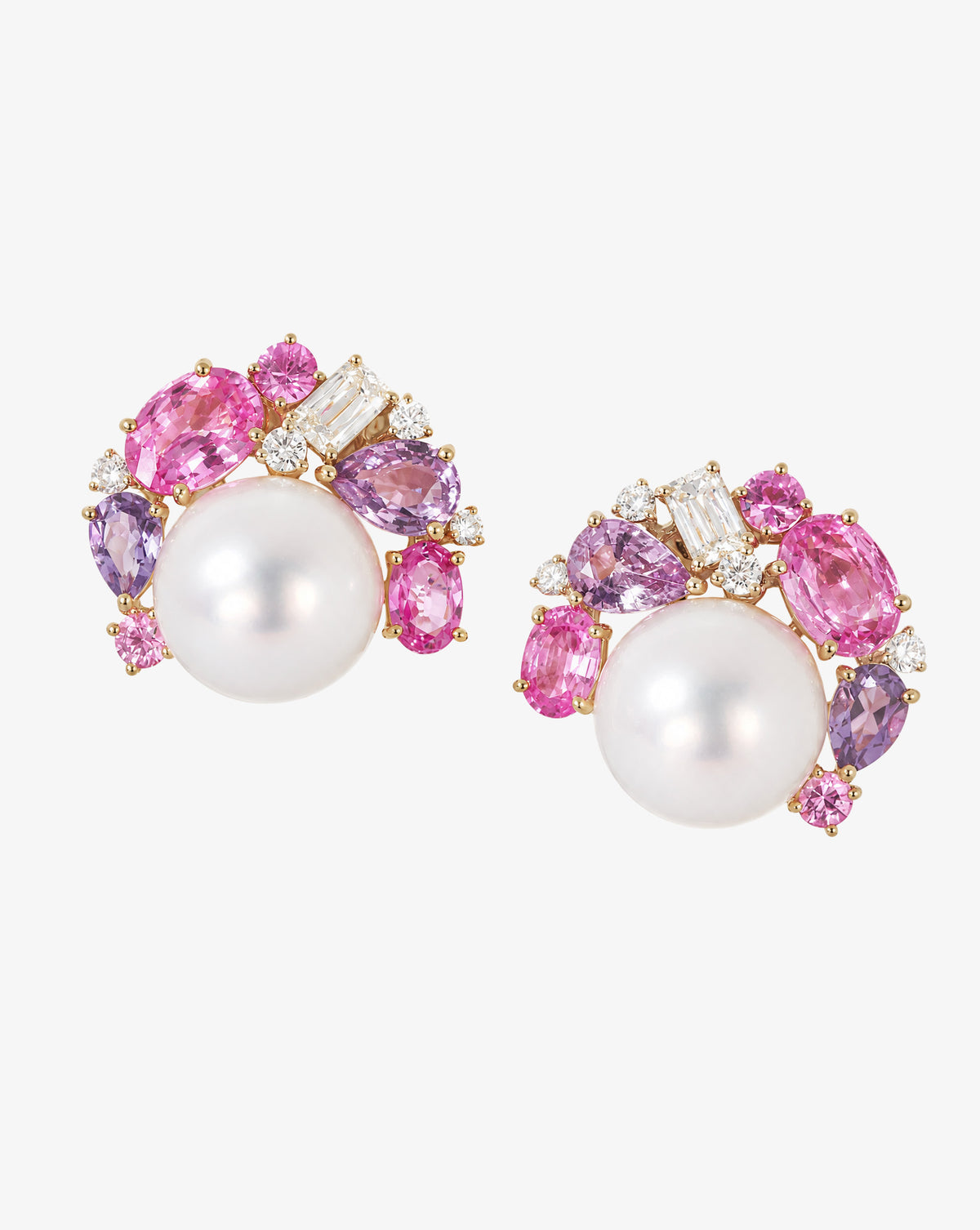 Pearl, Pink Sapphire and ASHOKA® Diamond Earrings