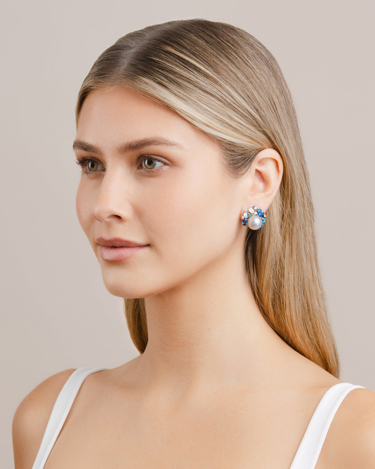 Pearl, Sapphire and ASHOKA® Diamond Earrings