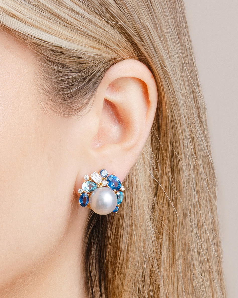 Pearl, Sapphire and ASHOKA® Diamond Earrings