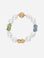 Pearl Bracelet with Blue, Yellow & Green Peanuts