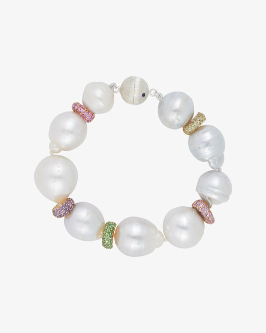 Australian South Sea Pearl Bracelet with Coloured Rondelles