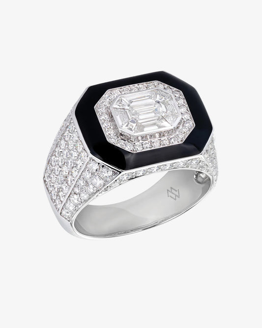 MW ‘Frost’ - Diamond, White Gold And Black Enamel Ring