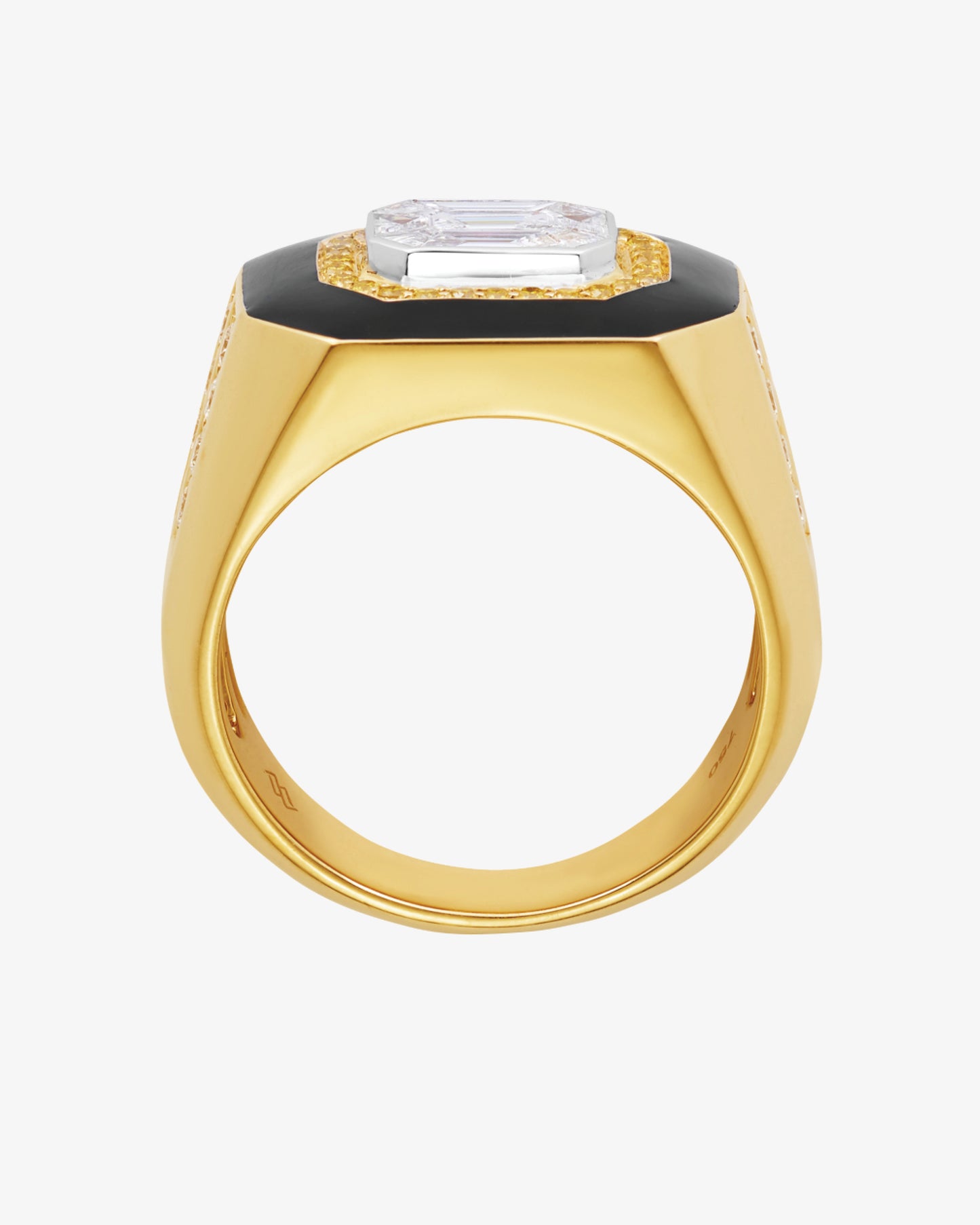 MW ‘Empire’ - Diamond, Yellow And White Gold And Black Enamel Ring