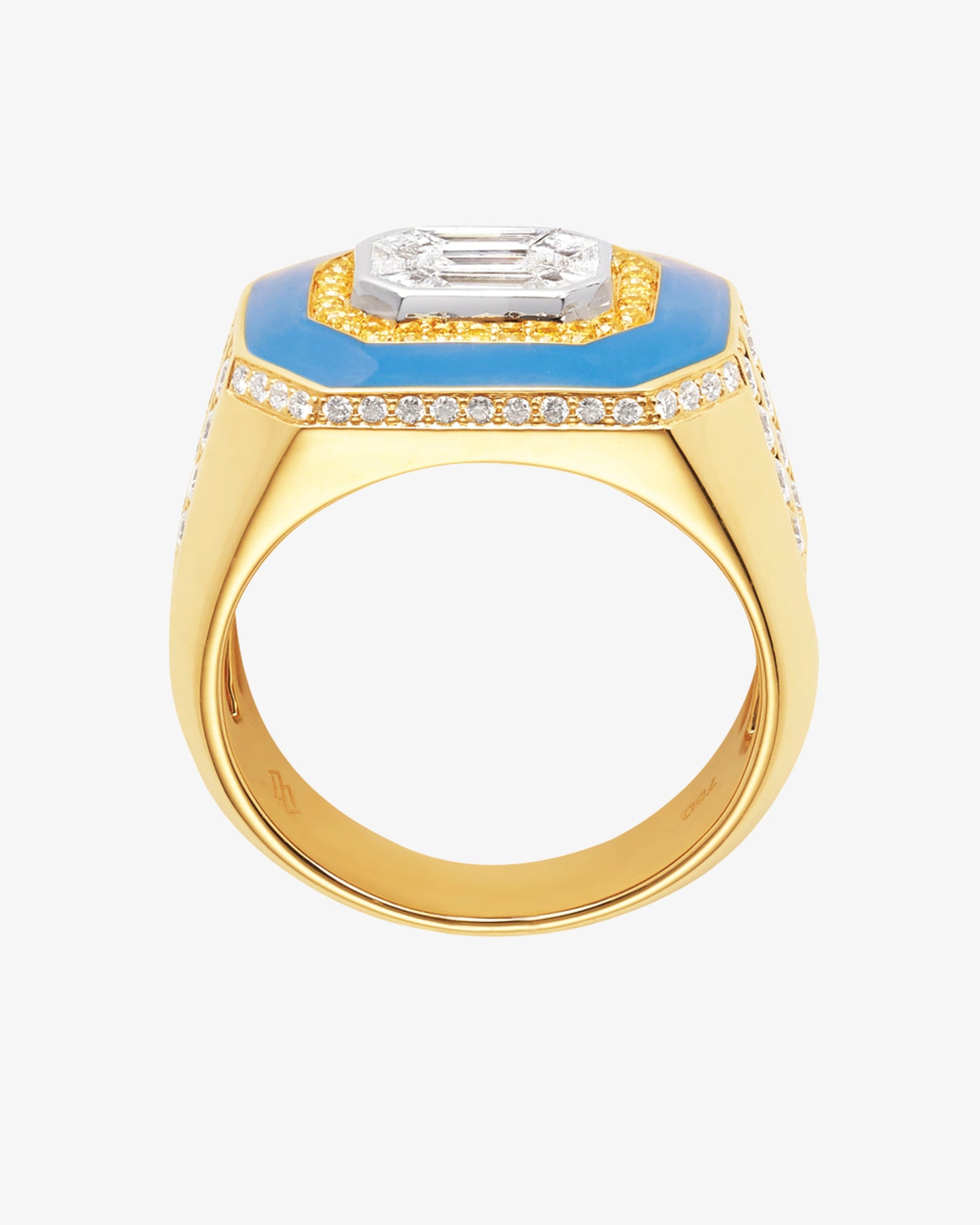 MW ‘Sky Blue’ - Yellow And White Diamond, Blue Enamel Ring