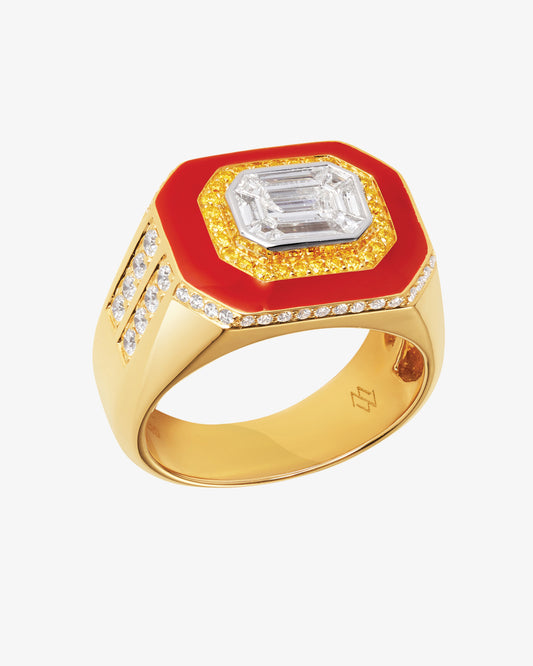 MW ‘Red’ - Yellow And White Diamond, Red Enamel Ring