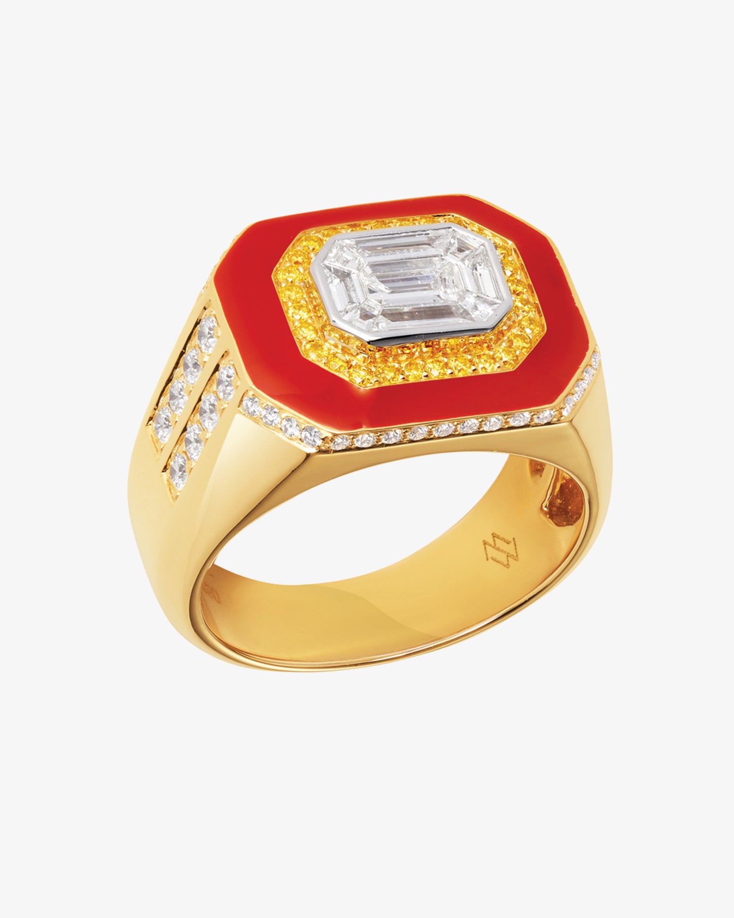 MW ‘Red’ - Yellow And White Diamond, Red Enamel Ring