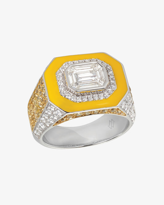 MW ‘Vision' - White Diamond And Yellow Sapphire, Yellow Enamel Ring