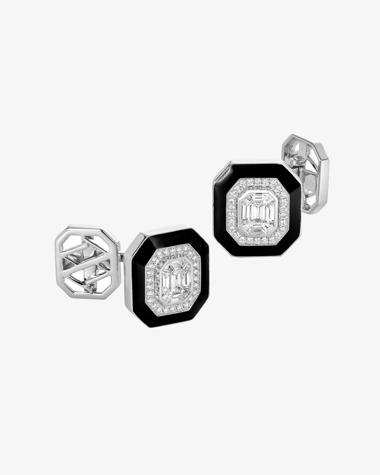 MW ‘Sharp’ - Diamond, White Gold And Black Enamel Cufflinks