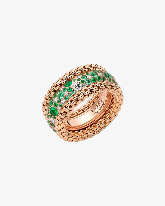 Fope 'Bubble' Diamond and Emerald Ring