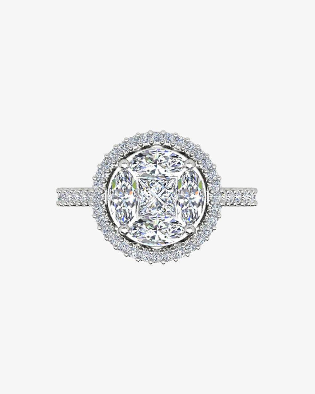Princess and Marquise Cut 1.91ct  Engagement Diamond Ring