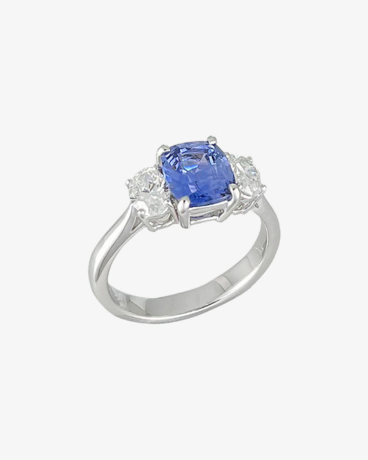 Sapphire and Diamond 3-Stone Ring