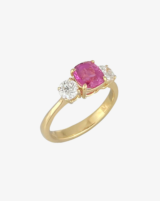 Pink Sapphire and Diamond 3-Stone Ring