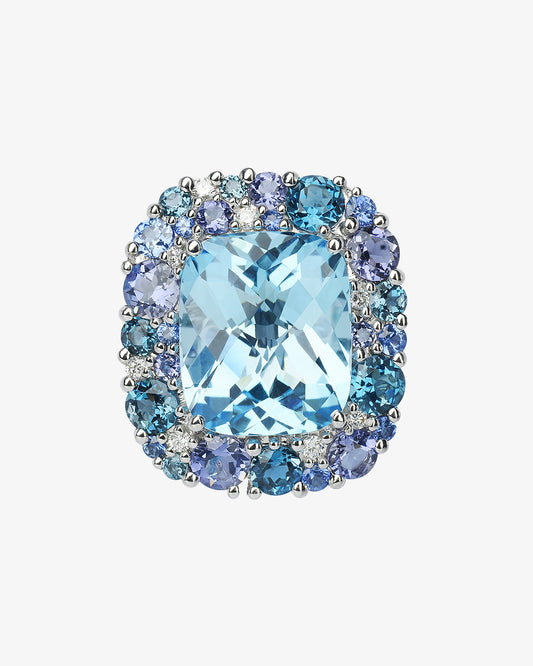 Isabelle Langlois Blue Topaz, Multi Stone and Diamond Pendant