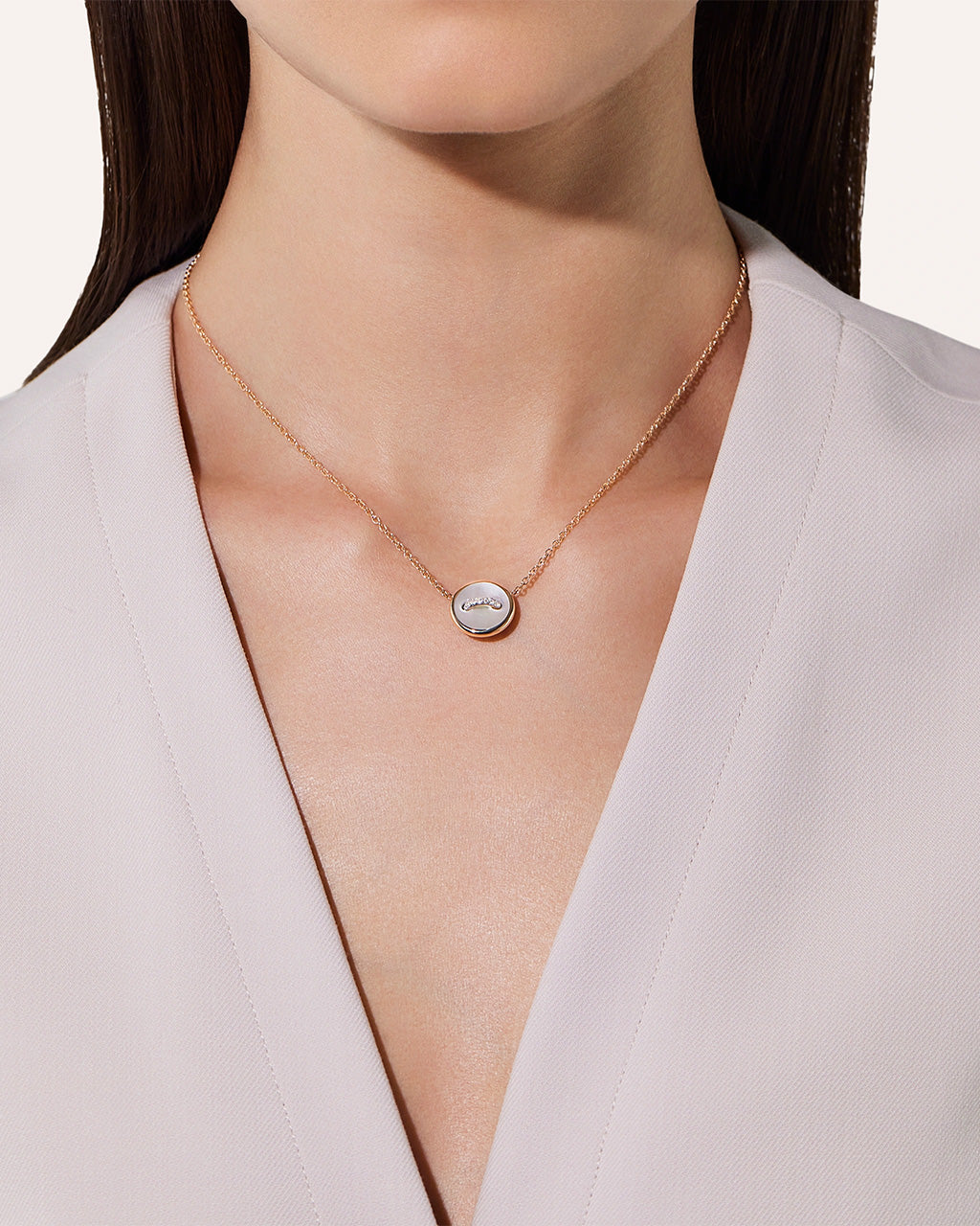 Pomellato Pom Pom Dot Mother of Pearl and Diamond Necklace