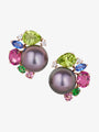 Tahitian Pearl & Multi-coloured Gemstone Earrings