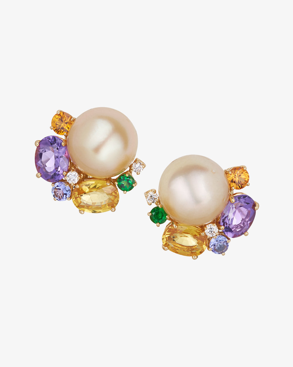 Pearl and Multicolour Stone Earrings