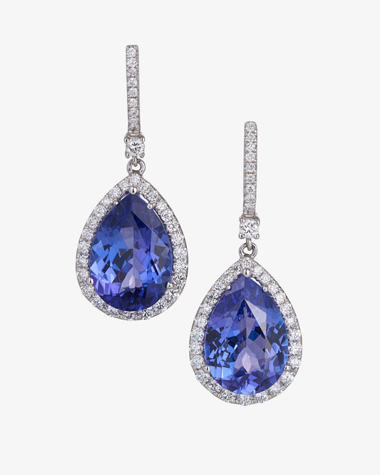 Tanzanite and Diamond Halo Earrings