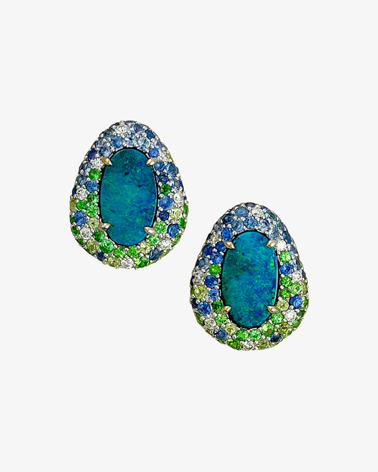 Australian Opal and Multi-Coloured Stone Earrings