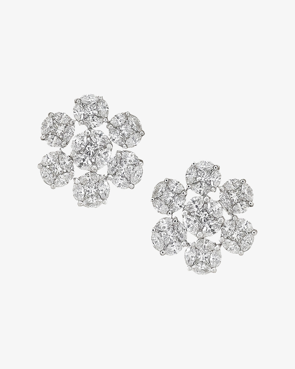 Diamond 4.45ct Flower Stud Earrings