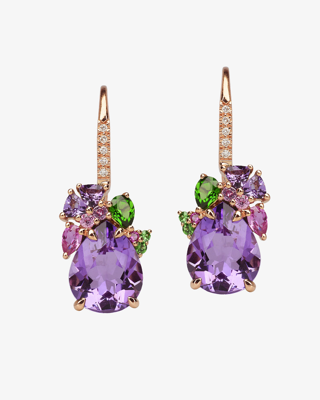 Isabelle Langlois Amethyst and Multi Stone Drop Earrings