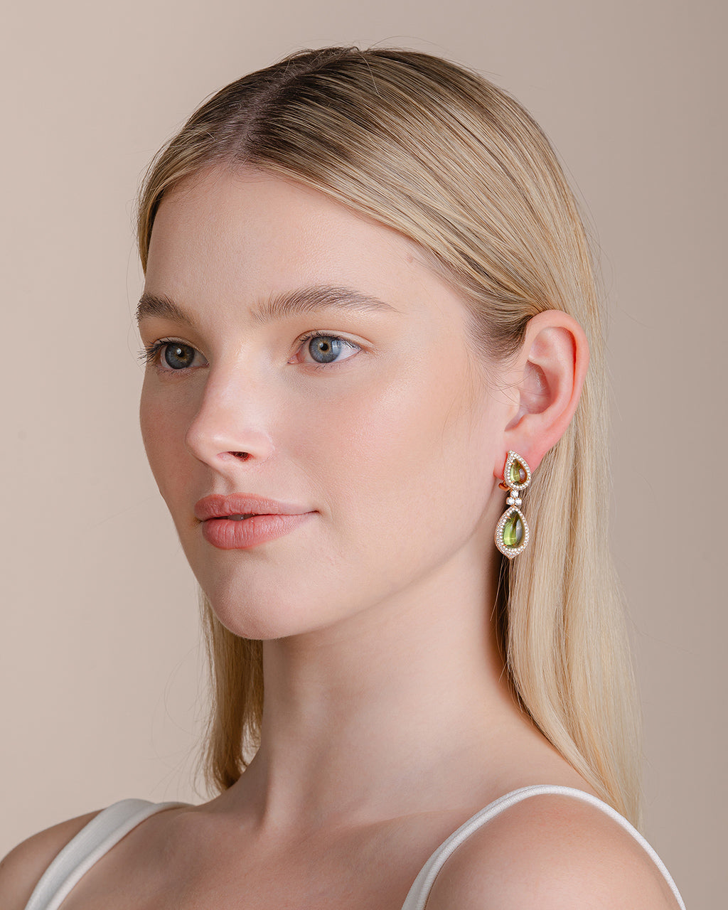 Peridot and Diamond Drop Earrings