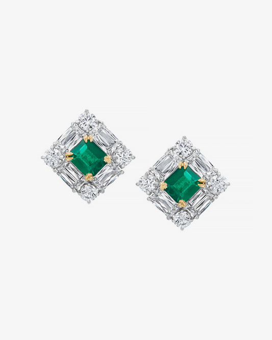 ASHOKA® Cube Emerald and Diamond Earrings