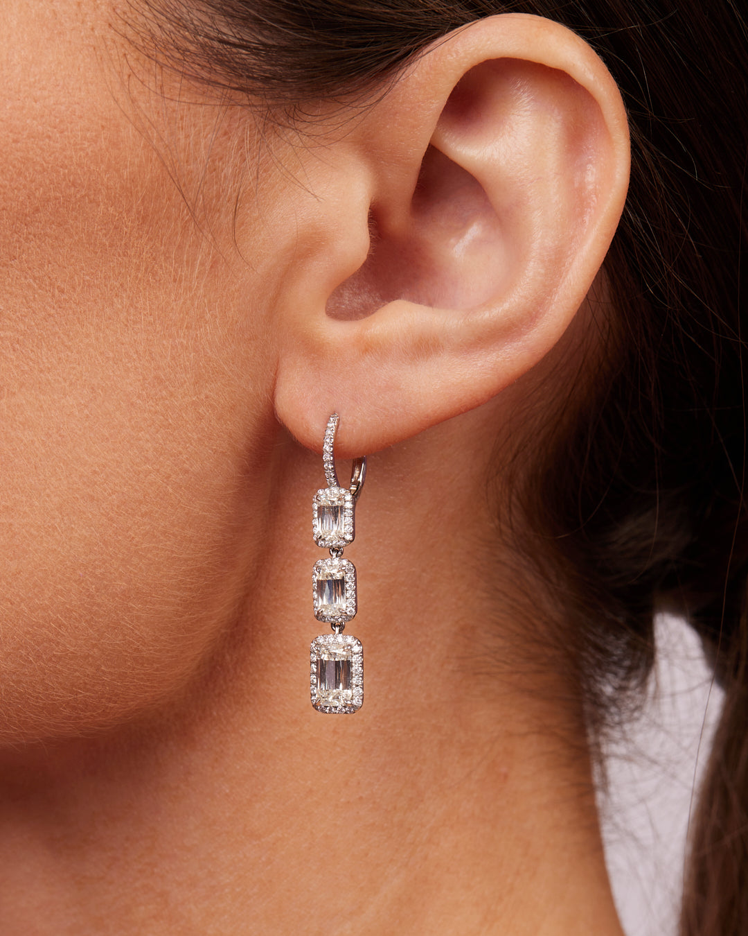 ASHOKA® 3 Stone Microset Diamond Earrings