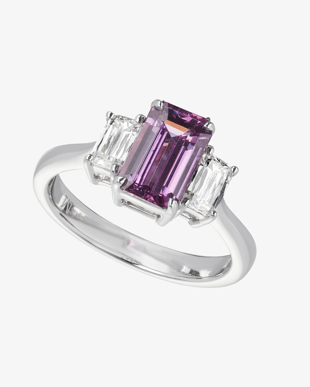 Pink Sapphire and ASHOKA Diamond 3-Stone Ring