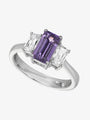 Purple Sapphire and ASHOKA Diamond 3-Stone Ring