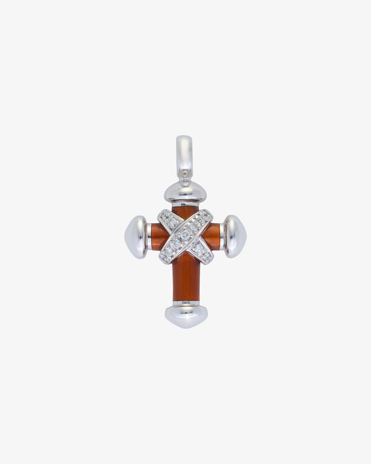 Leo Wittwer Orange Cross Diamond Pendant