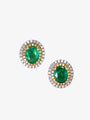 Emerald, White and Yellow Diamond Double Halo Earrings