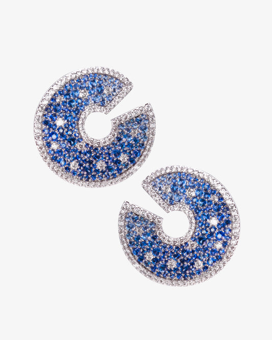 Sapphire and Diamond Disc Earrings