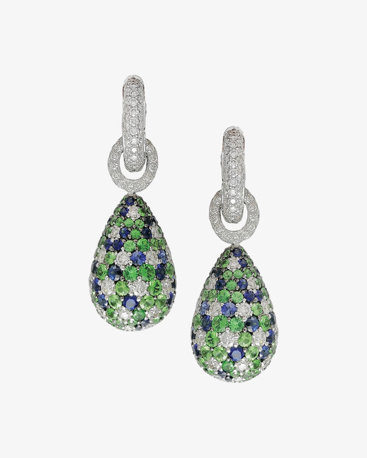 Sapphire, Tsavorite and Diamond Earrings