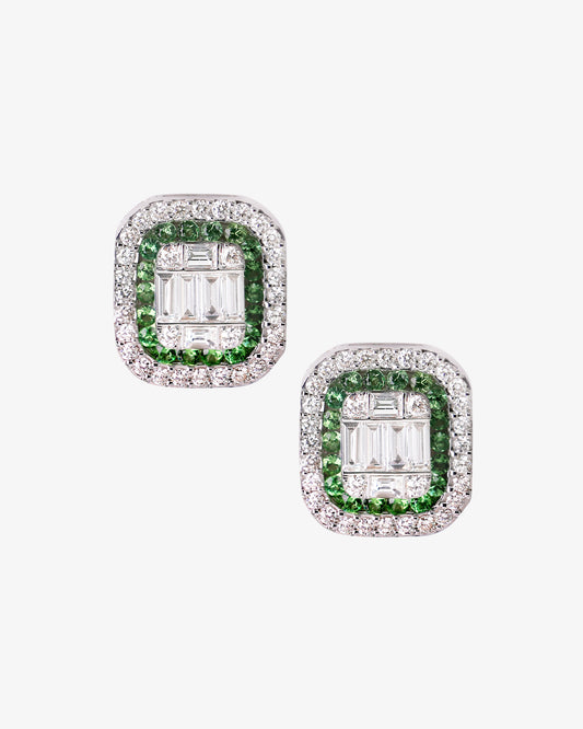 Diamond and Tsavorite Stud Earrings