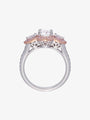 Pink and White Round and Pear Cut Diamond Halo Ring