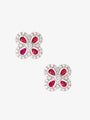 Ruby and Diamond Cluster Stud Earrings