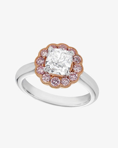 Pink and White Diamond 1.53ct Engagement Ring