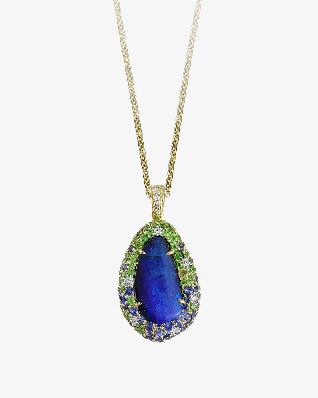 Opal & Multi-Coloured Gemstone Pendant
