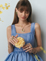 Lemon Quartz & White Enamel Pendant