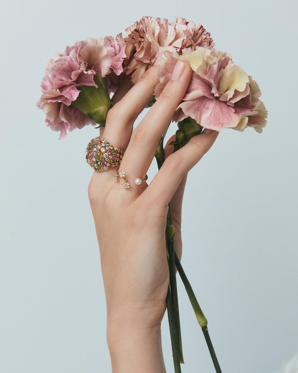 Diamond & Multi Stone Flower Ring